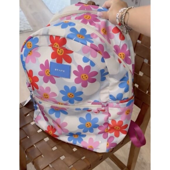 STATE Kids' Kane Double Pocket Backpack in Daisies NWOT - Picture 1 of 10